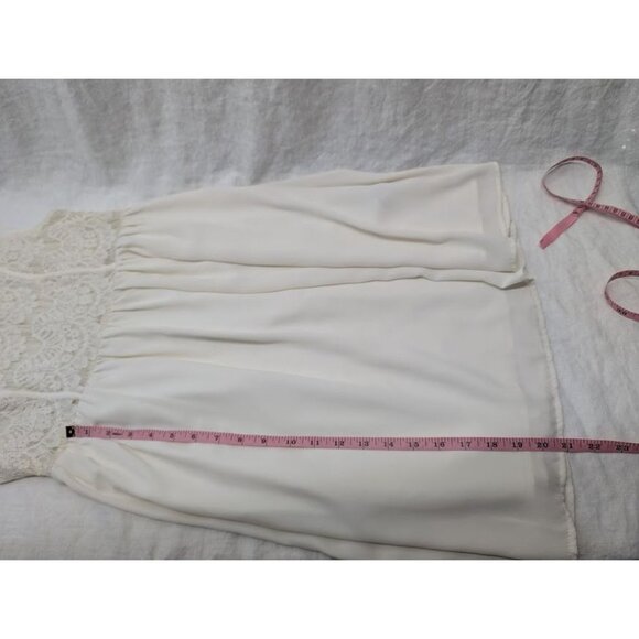 Forever 21 women's size medium cream short lace cap sleeve dress zip closure L10 - Picture 10 of 11